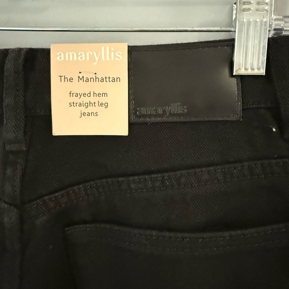 Amaryllis & Tayshia The Manhattan Black denim Jeans Sz 6 Frayed Hem Straight Leg - Picture 4 of 15